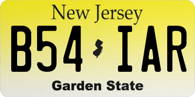 NJ license plate B54IAR
