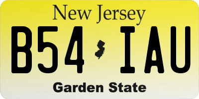 NJ license plate B54IAU
