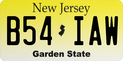 NJ license plate B54IAW