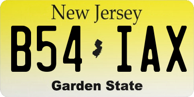 NJ license plate B54IAX