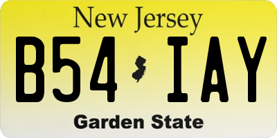 NJ license plate B54IAY