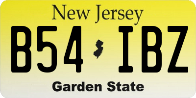 NJ license plate B54IBZ