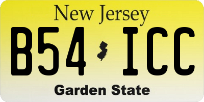 NJ license plate B54ICC