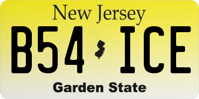 NJ license plate B54ICE