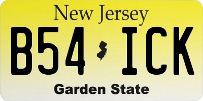 NJ license plate B54ICK