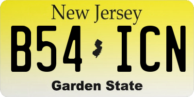 NJ license plate B54ICN