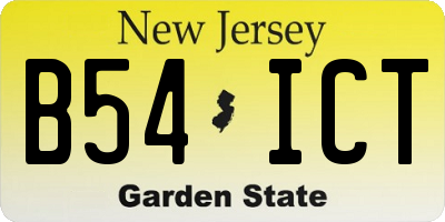 NJ license plate B54ICT