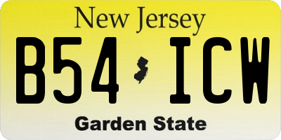 NJ license plate B54ICW