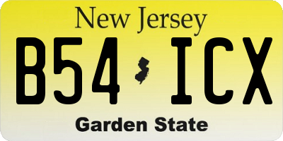NJ license plate B54ICX