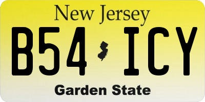 NJ license plate B54ICY