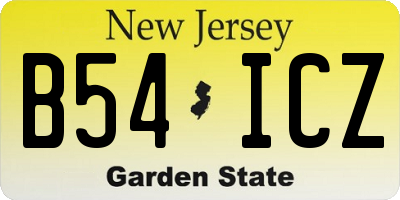 NJ license plate B54ICZ