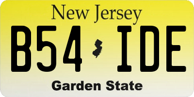 NJ license plate B54IDE