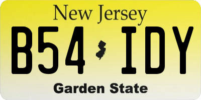 NJ license plate B54IDY