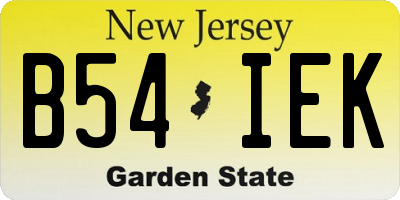 NJ license plate B54IEK