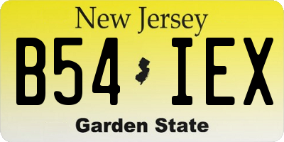 NJ license plate B54IEX