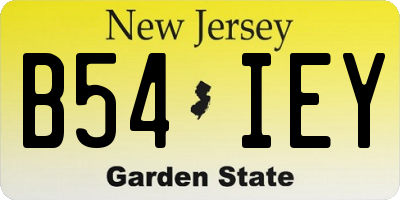 NJ license plate B54IEY