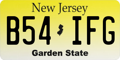 NJ license plate B54IFG