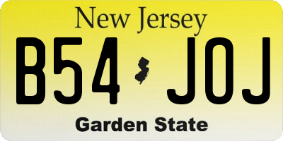 NJ license plate B54JOJ