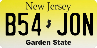 NJ license plate B54JON