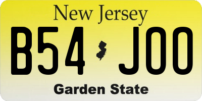 NJ license plate B54JOO