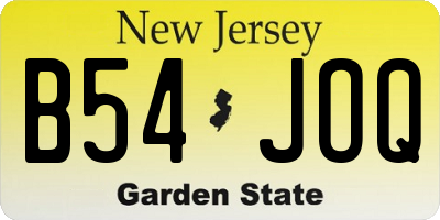 NJ license plate B54JOQ