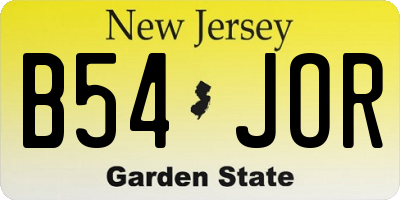 NJ license plate B54JOR