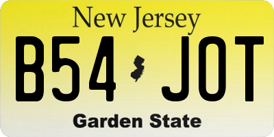 NJ license plate B54JOT