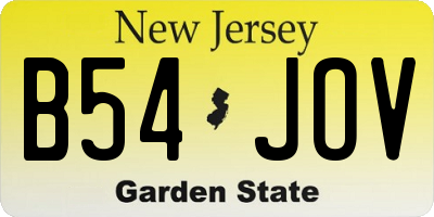 NJ license plate B54JOV