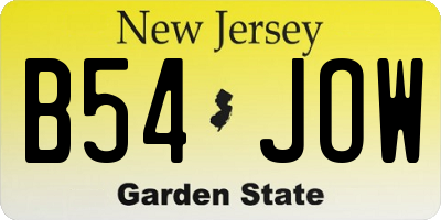 NJ license plate B54JOW