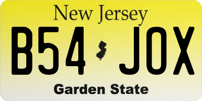 NJ license plate B54JOX
