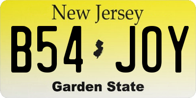 NJ license plate B54JOY