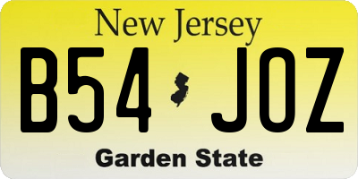 NJ license plate B54JOZ