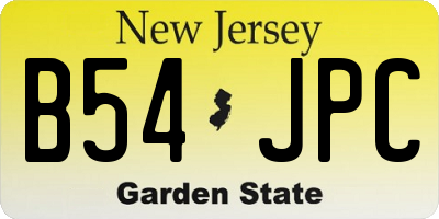 NJ license plate B54JPC