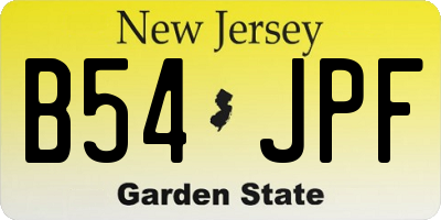 NJ license plate B54JPF