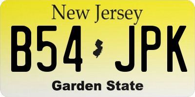 NJ license plate B54JPK