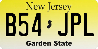 NJ license plate B54JPL