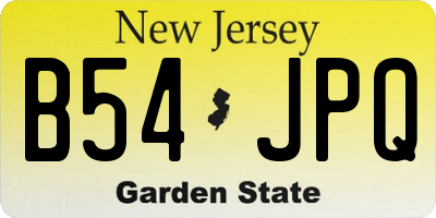 NJ license plate B54JPQ