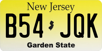 NJ license plate B54JQK