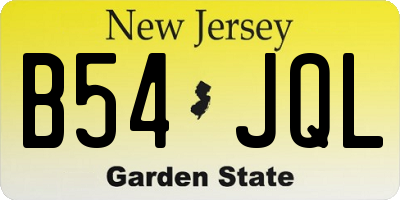 NJ license plate B54JQL