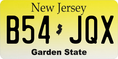 NJ license plate B54JQX