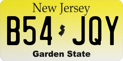 NJ license plate B54JQY