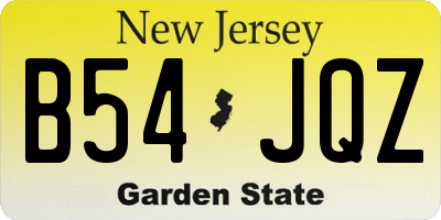 NJ license plate B54JQZ