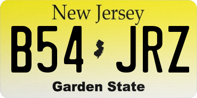 NJ license plate B54JRZ