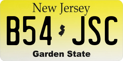 NJ license plate B54JSC