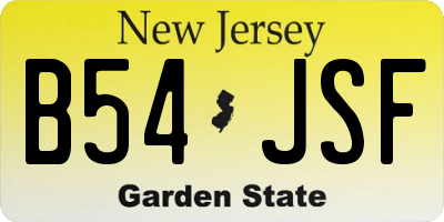 NJ license plate B54JSF