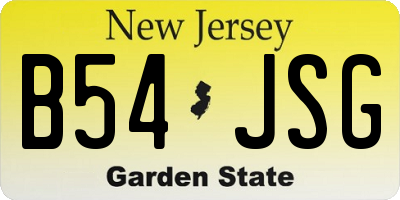 NJ license plate B54JSG