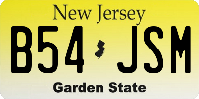 NJ license plate B54JSM