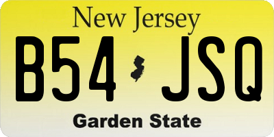 NJ license plate B54JSQ