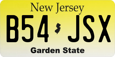 NJ license plate B54JSX