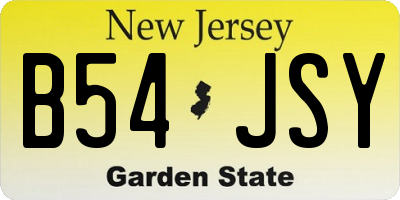NJ license plate B54JSY